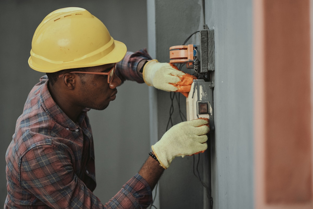 Electrician working on an electrical installation